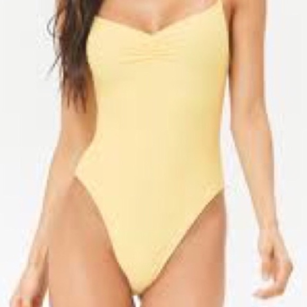 Forever 21 yellow one piece bathing suite